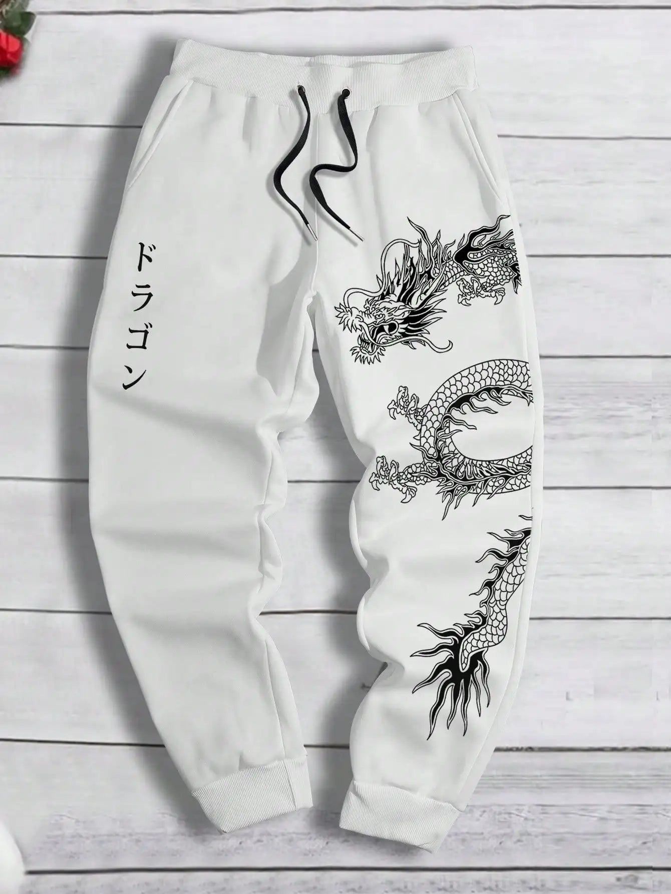 2024 Dragon Pattern Jogger Pants – Soft Fleece & Drawstring Waist