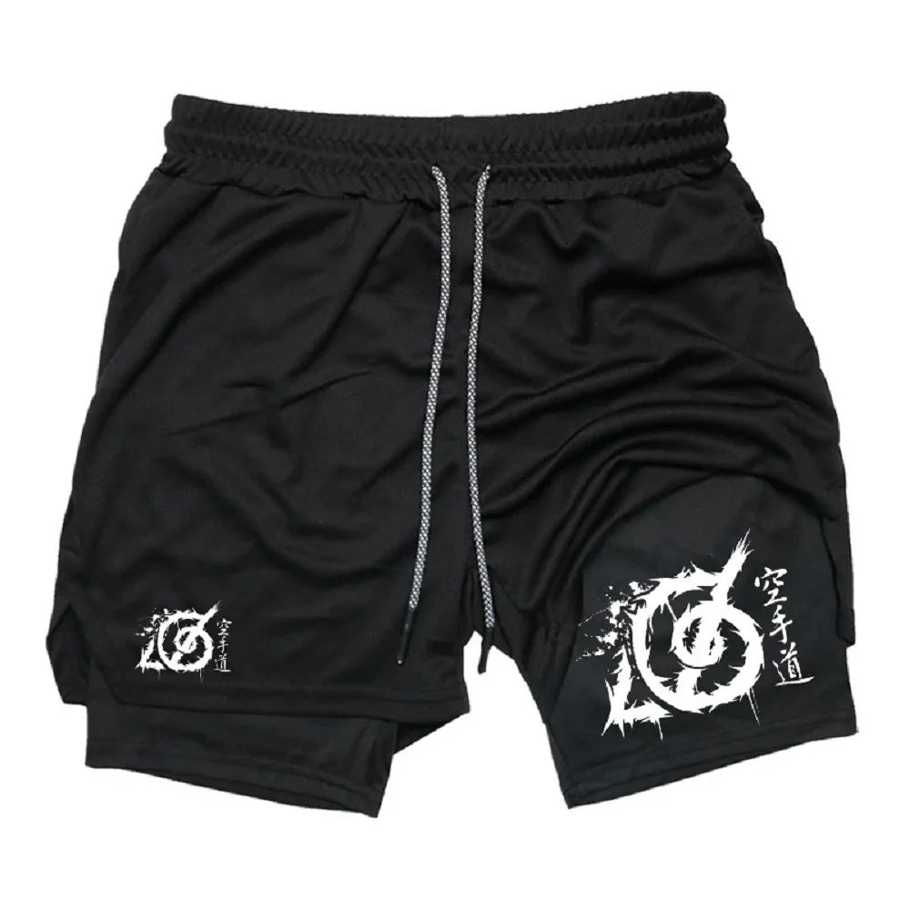 Karate-Inspired Gym Shorts – Dual Layer with Phone Pocket & Loop