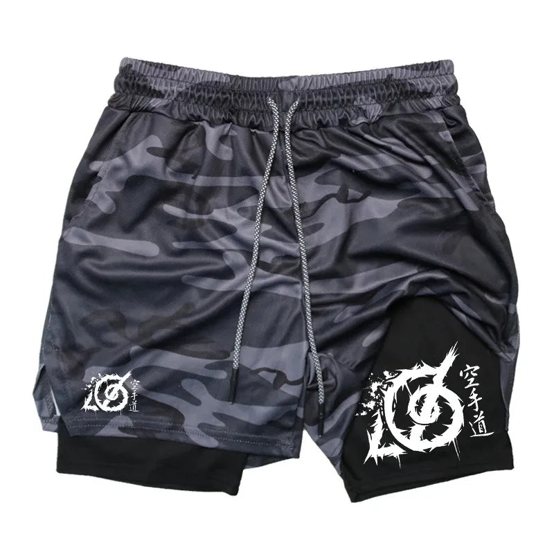 Karate-Inspired Gym Shorts – Dual Layer with Phone Pocket & Loop