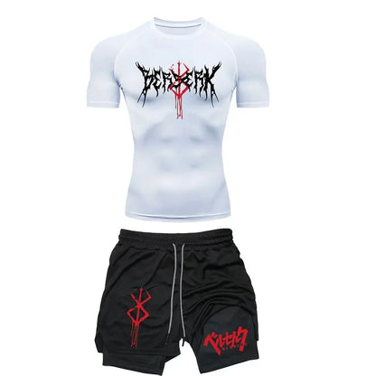 Anime-Inspired Gym Set – Compression Tee & Quick-Dry Shorts (Berserk)