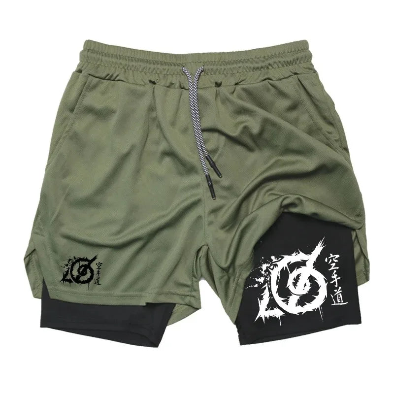 Karate-Inspired Gym Shorts – Dual Layer with Phone Pocket & Loop