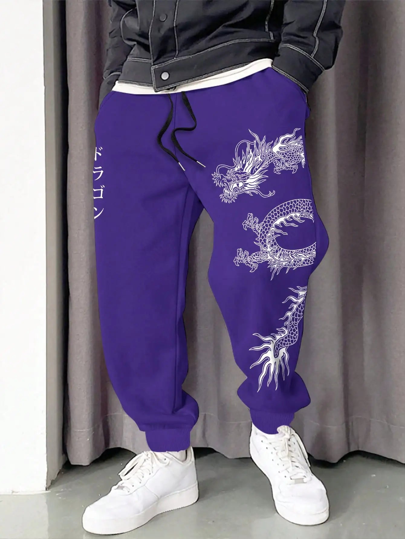 2024 Dragon Pattern Jogger Pants – Soft Fleece & Drawstring Waist