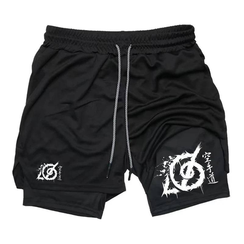Karate-Inspired Gym Shorts – Dual Layer with Phone Pocket & Loop